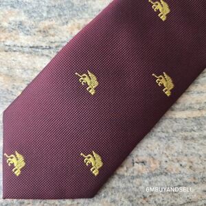Venezia Maroon Tie with Gold Elephant Embroidery